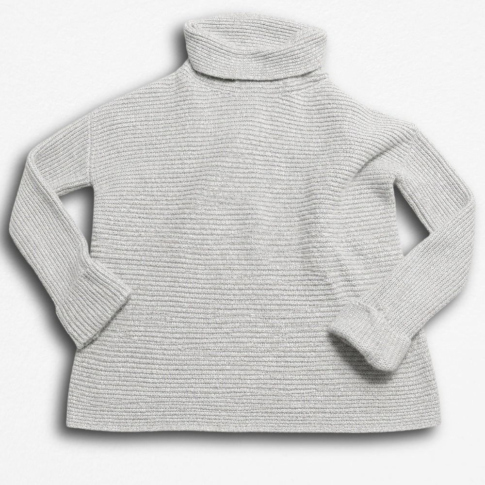 Pilcro Anthropologie Grey Ribbed Oversized Turtleneck Sweater Small Cowl Neck